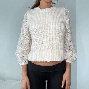 Rails Cream Dhalia Eyelet Sleeve Sweater